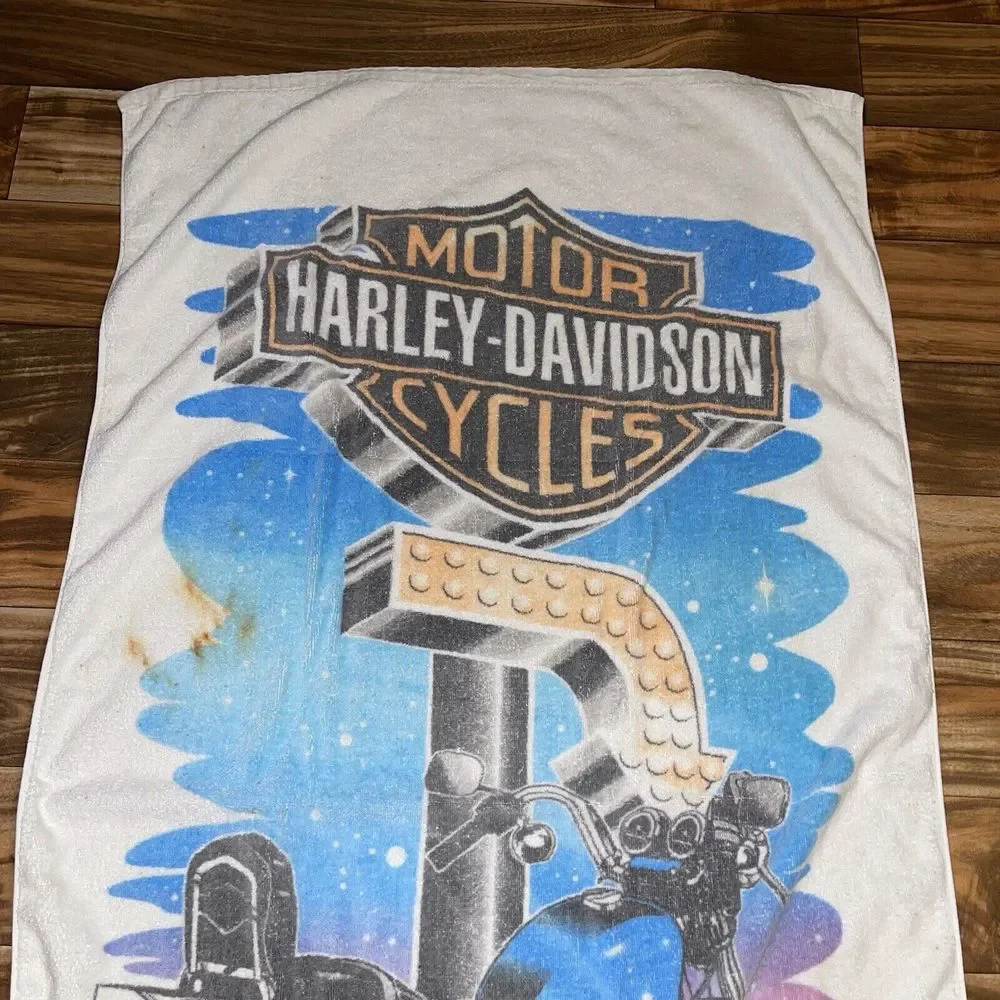 Vintage Harley Davidson Live To Ride Beach Towel 28”x54” RARE USA
